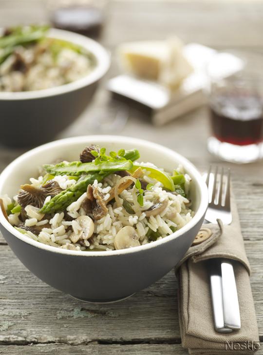 Arroz con verduras y setas al parmesano
