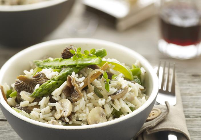 Arroz con verduras y setas al parmesano