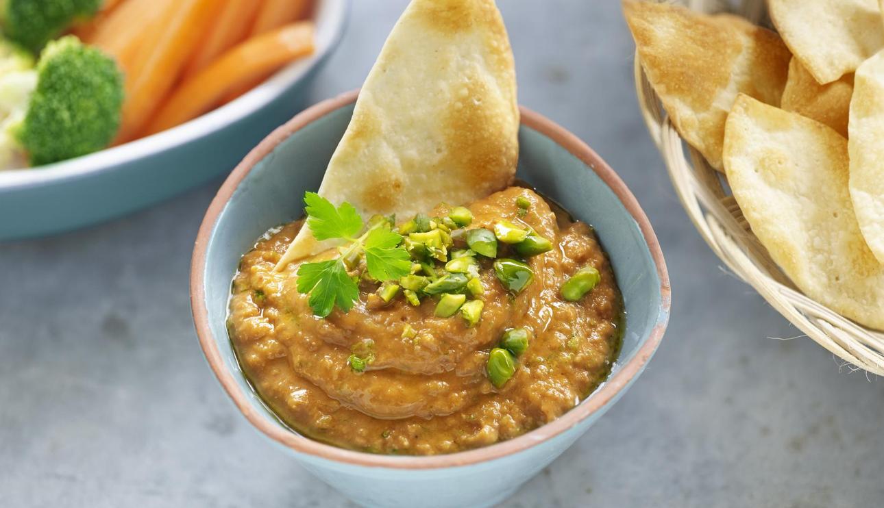 Hummus de lentejas con obleas