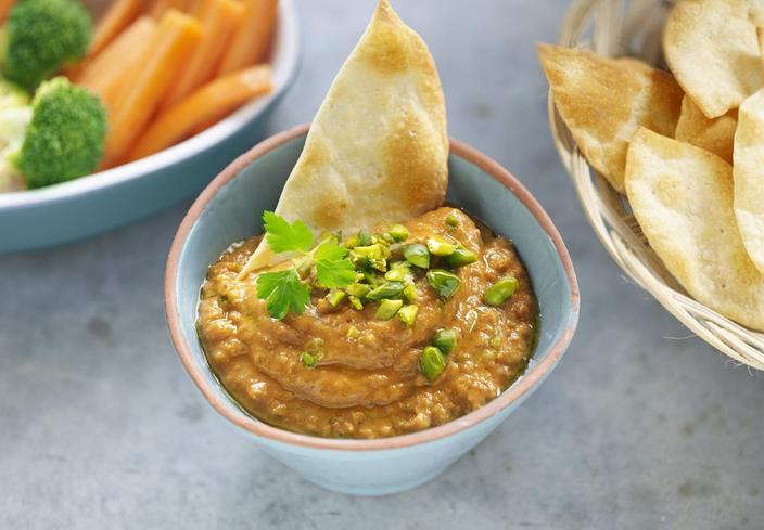 Hummus de lentejas con obleas