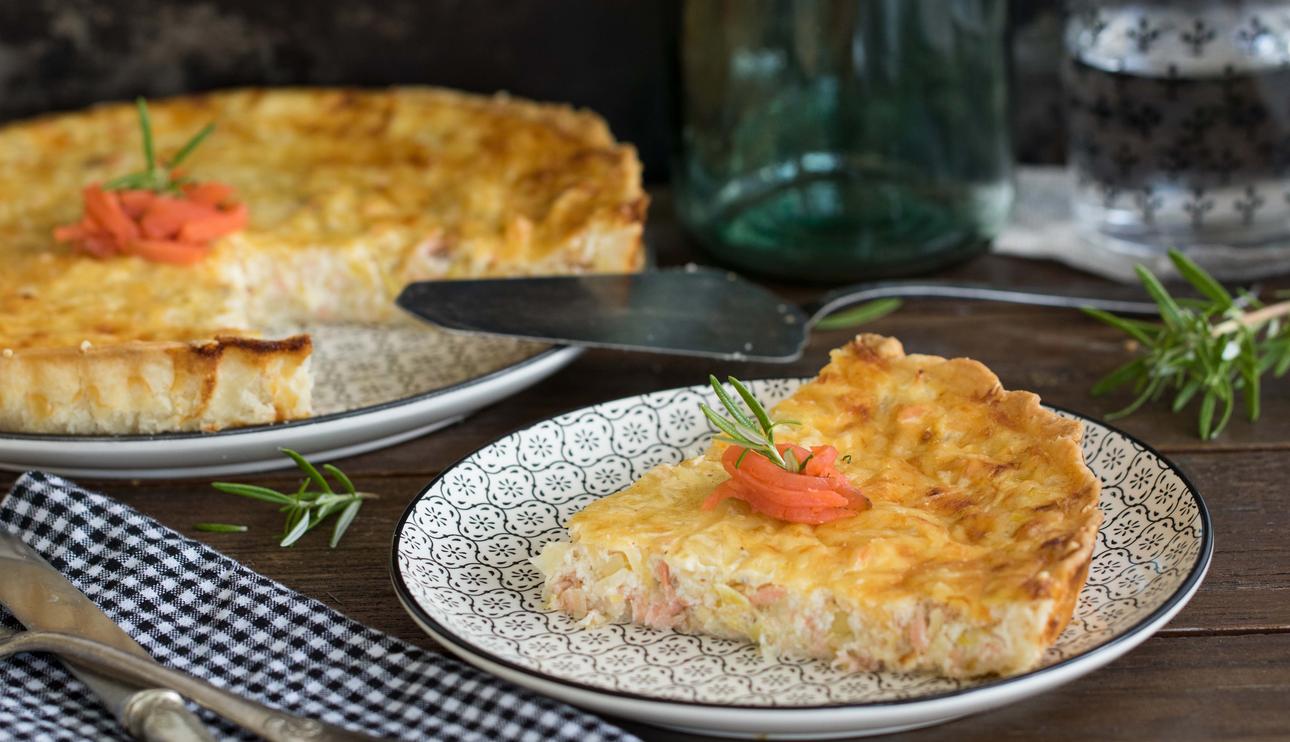 Tarta de salmón ahumado