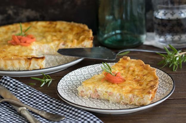 Tarta de salmón ahumado