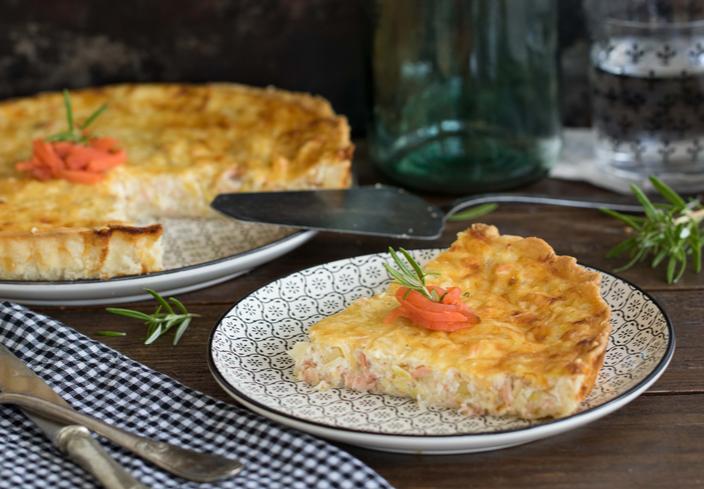 Tarta de salmón ahumado