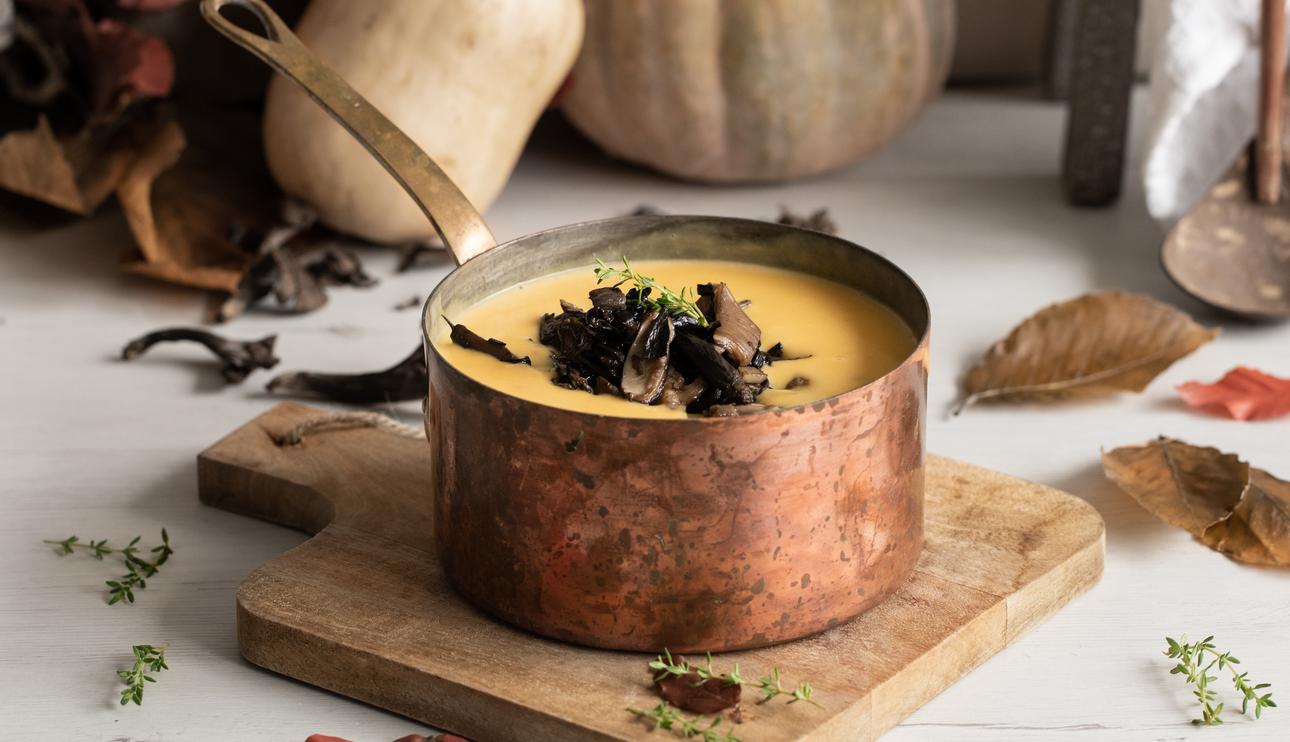 Crema de calabaza y setas
