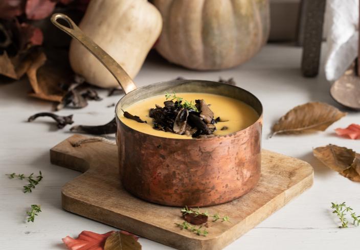 Crema de calabaza y setas