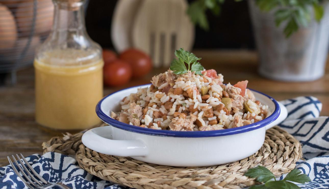 Ensalada de lentejas con arroz