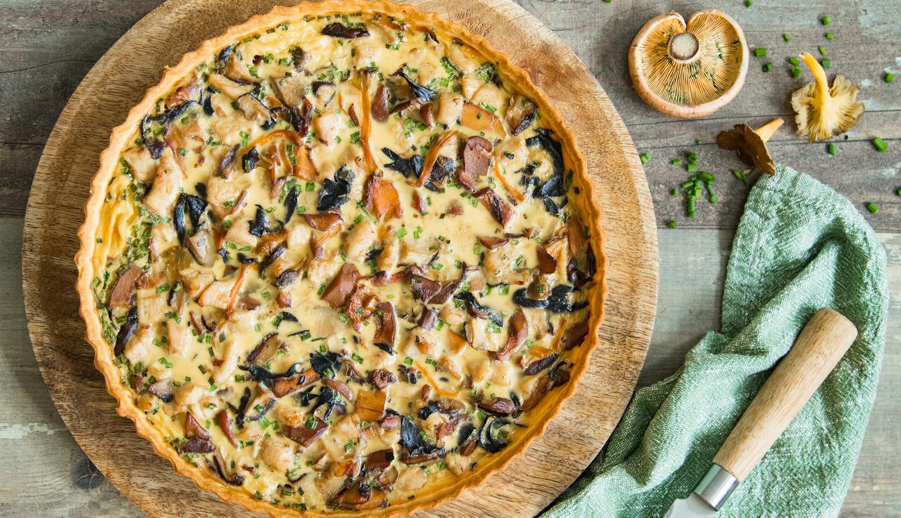 Quiche de pollo y setas