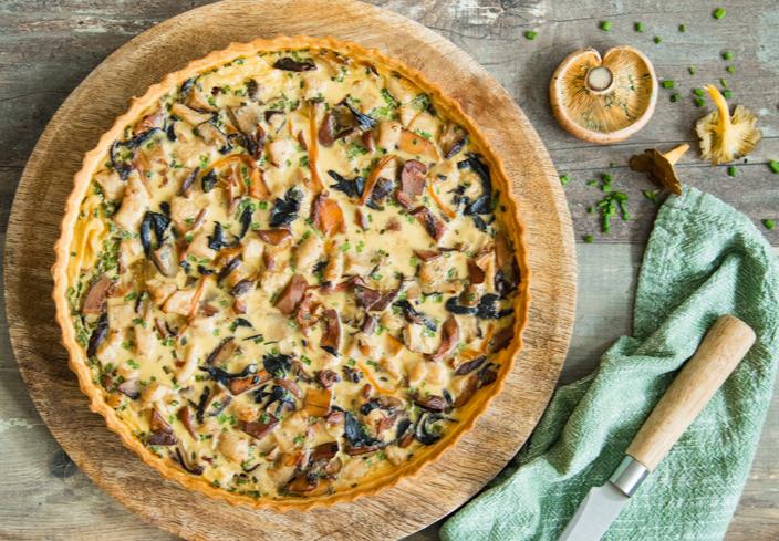 Quiche de pollo y setas