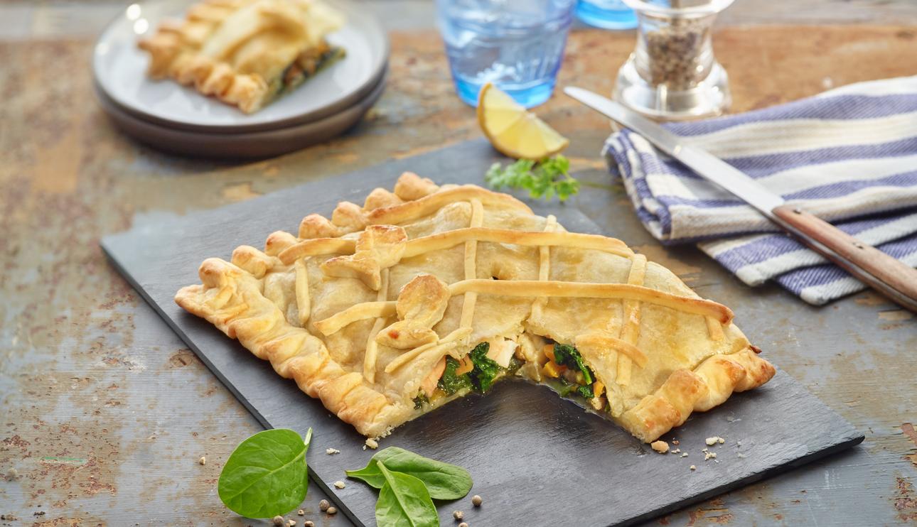 Empanada de espinacas y gambas