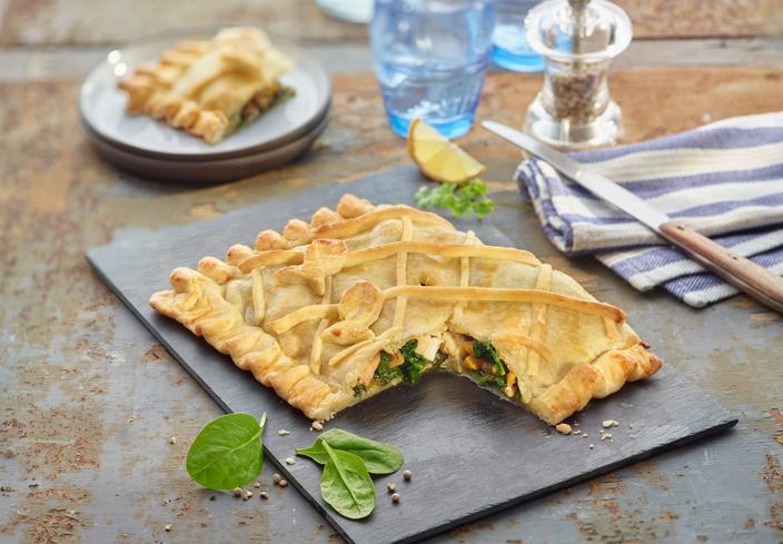 Empanada de espinacas y gambas