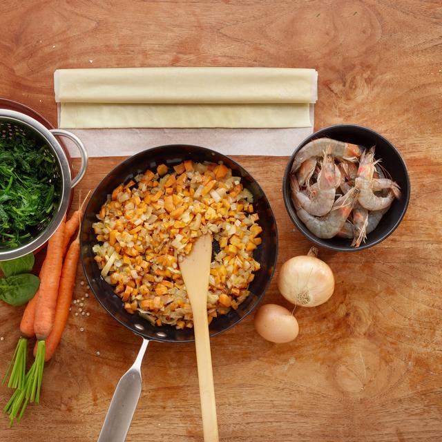 Empanada de espinacas y gambas