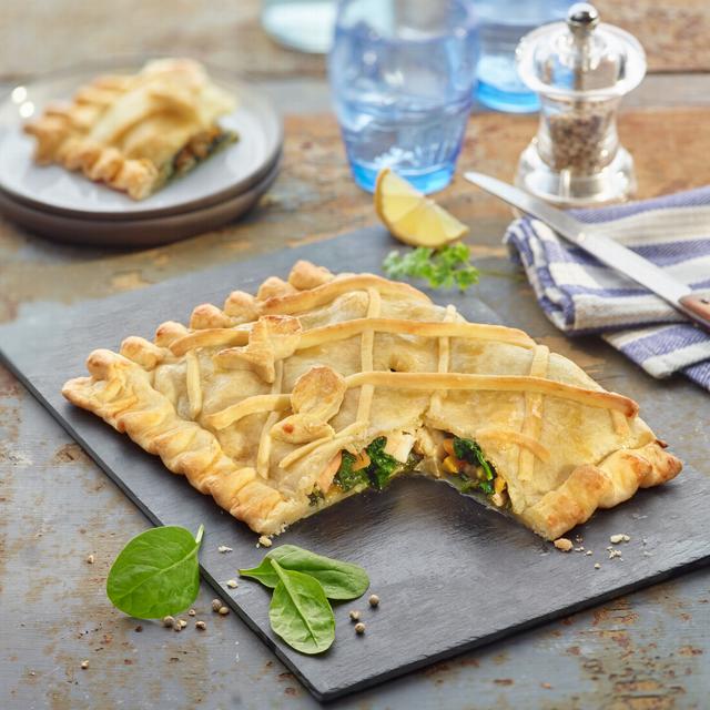 Empanada de espinacas y gambas