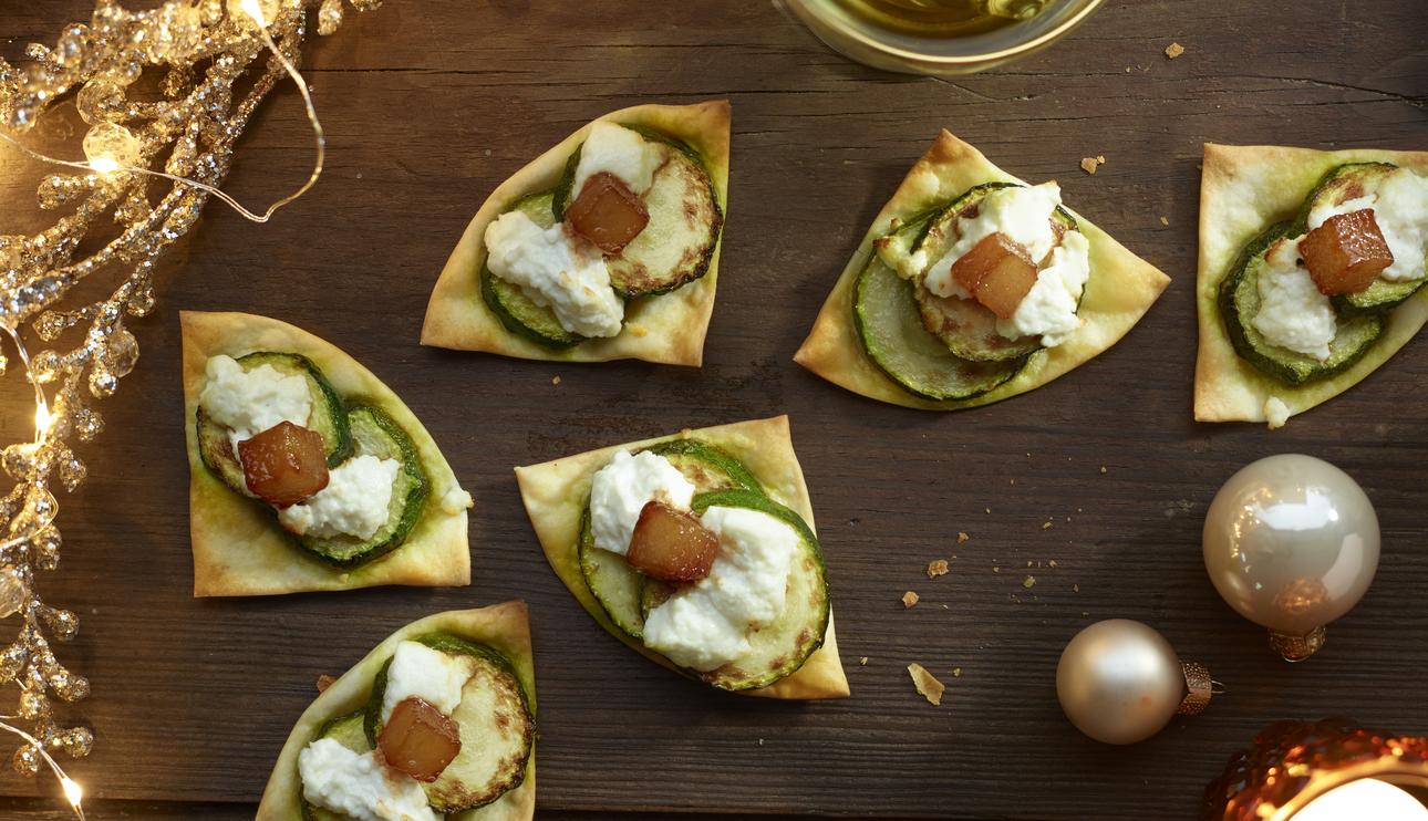 Montaditos de calabacín y queso de cabra