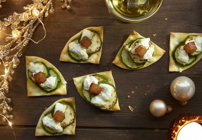 Montaditos de calabacín y queso de cabra