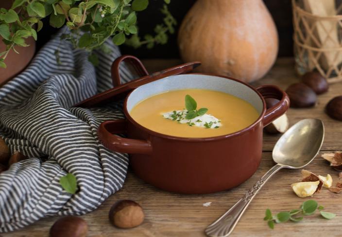 Crema de calabaza y castañas