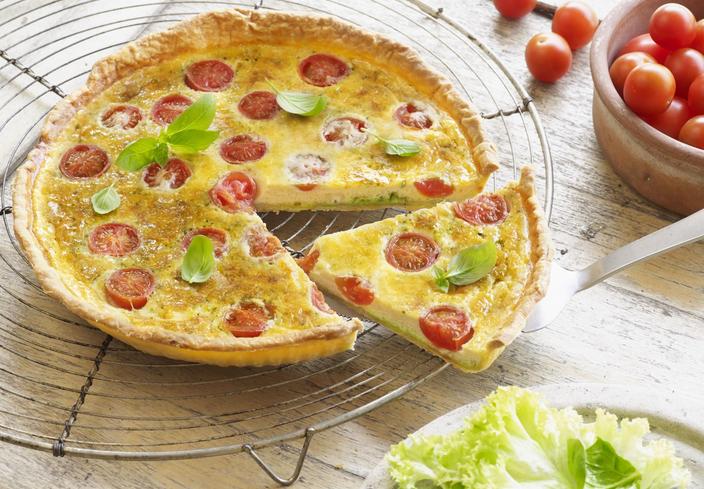 Quiche de parmesano y pesto