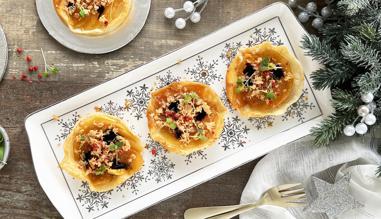 Tatín de manzana y foie