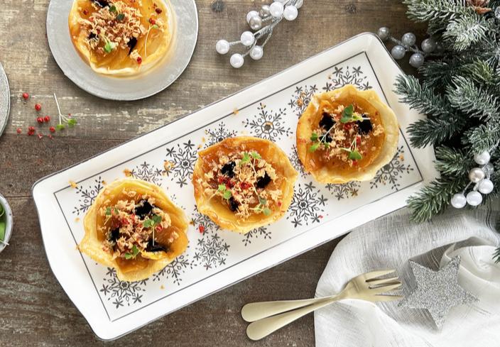 Tatín de manzana y foie