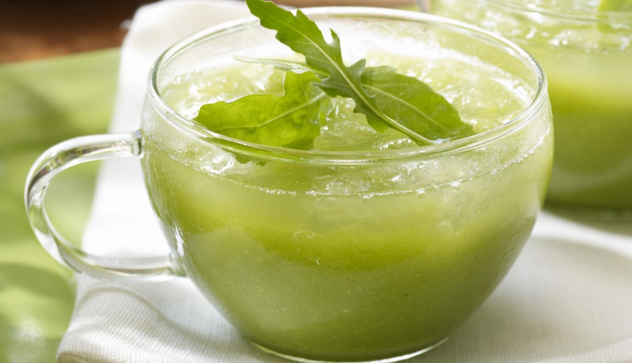 Crema fría de guisantes y rúcula