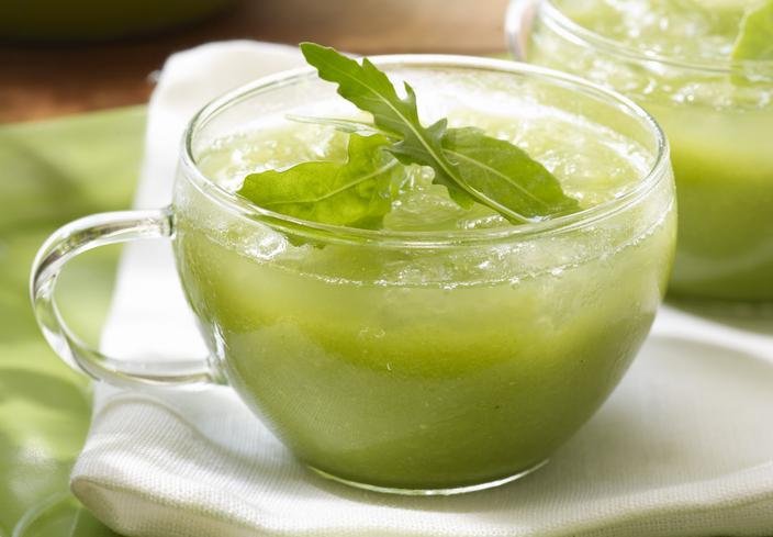 Crema fría de guisantes y rúcula
