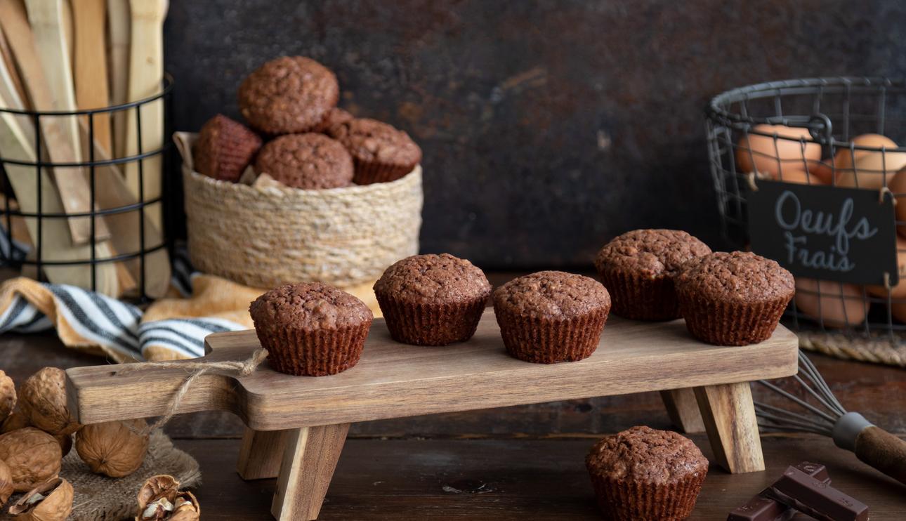 Muffins de chocolate y nueces