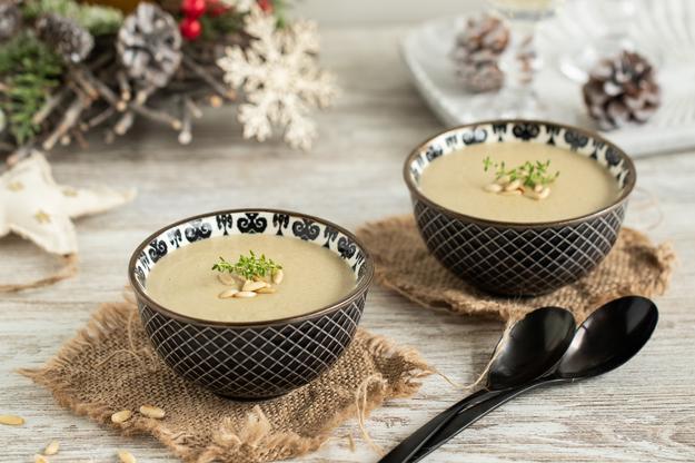 Crema de champiñones y foie