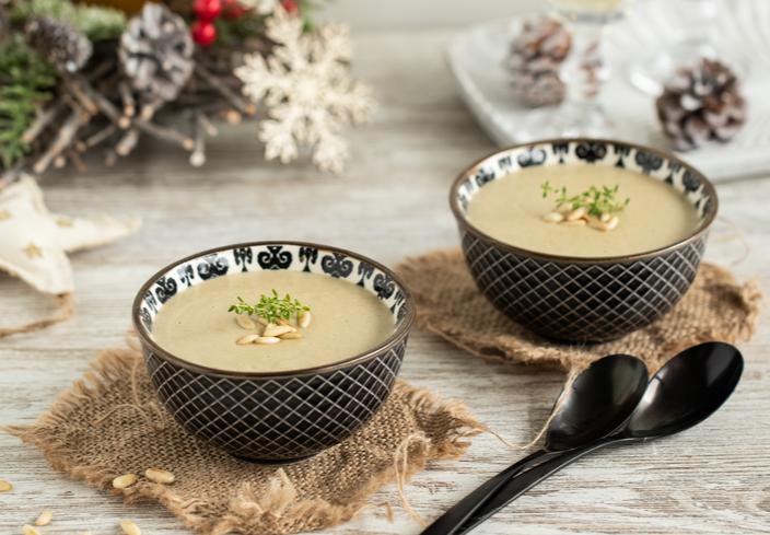 Crema de champiñones y foie