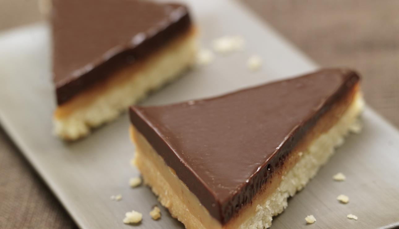 Triángulos de chocolate y caramelo