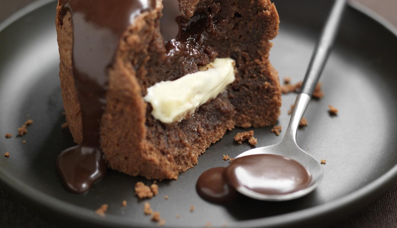 Fondants de chocolate negro y blanco