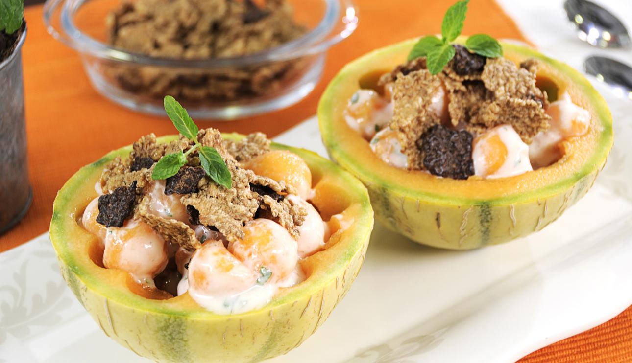 Ensalada de melón crujiente a la menta