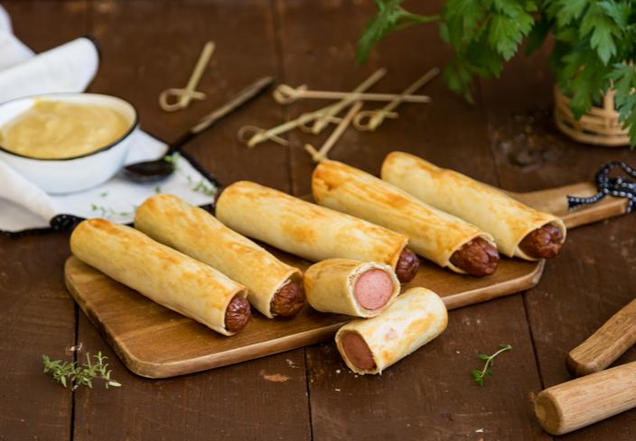 Rollitos de salchicha de pavo