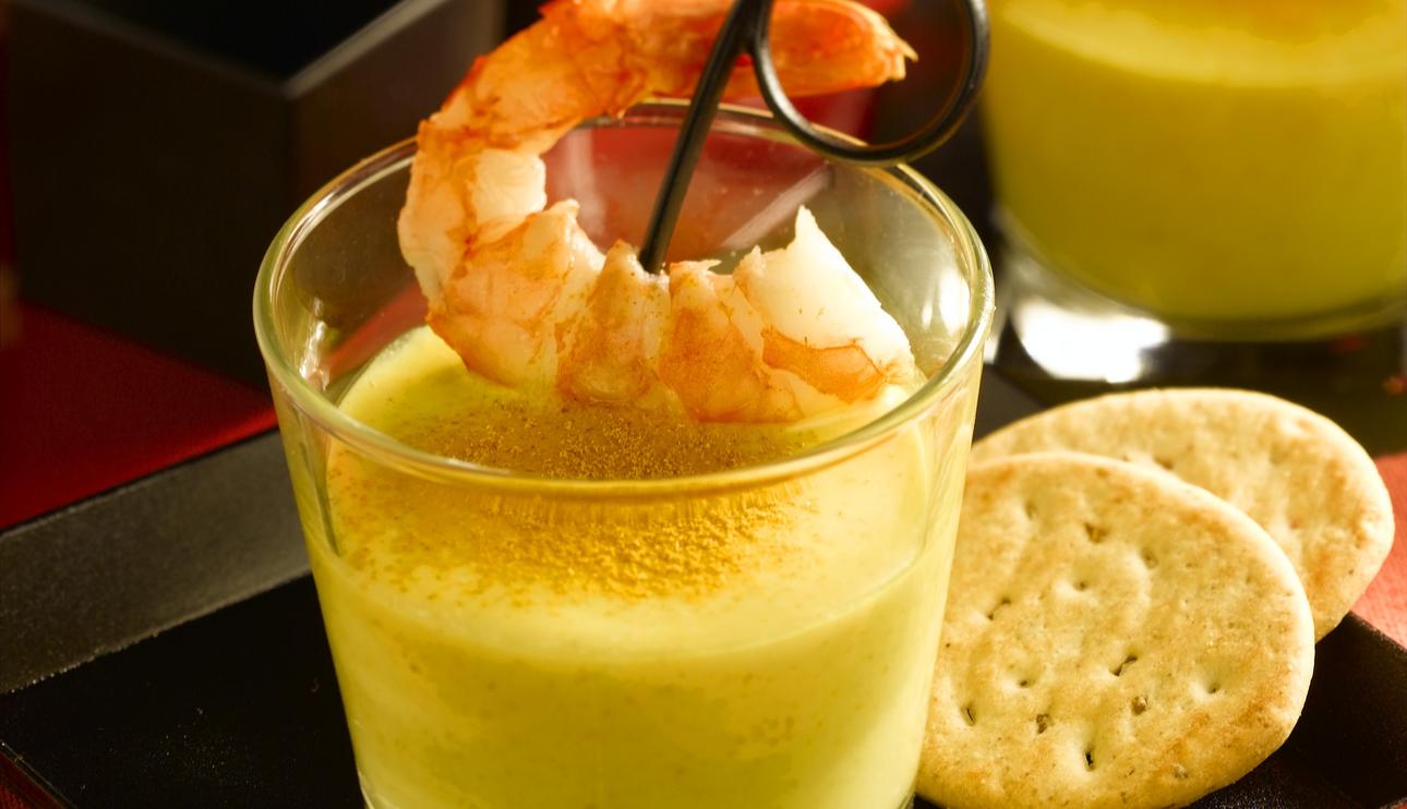 Gambas con crema de curry
