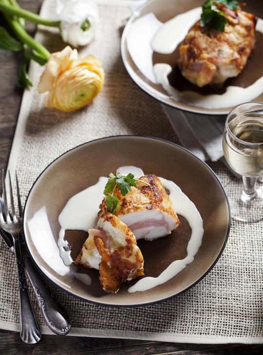 Rape con salsa de manzanas