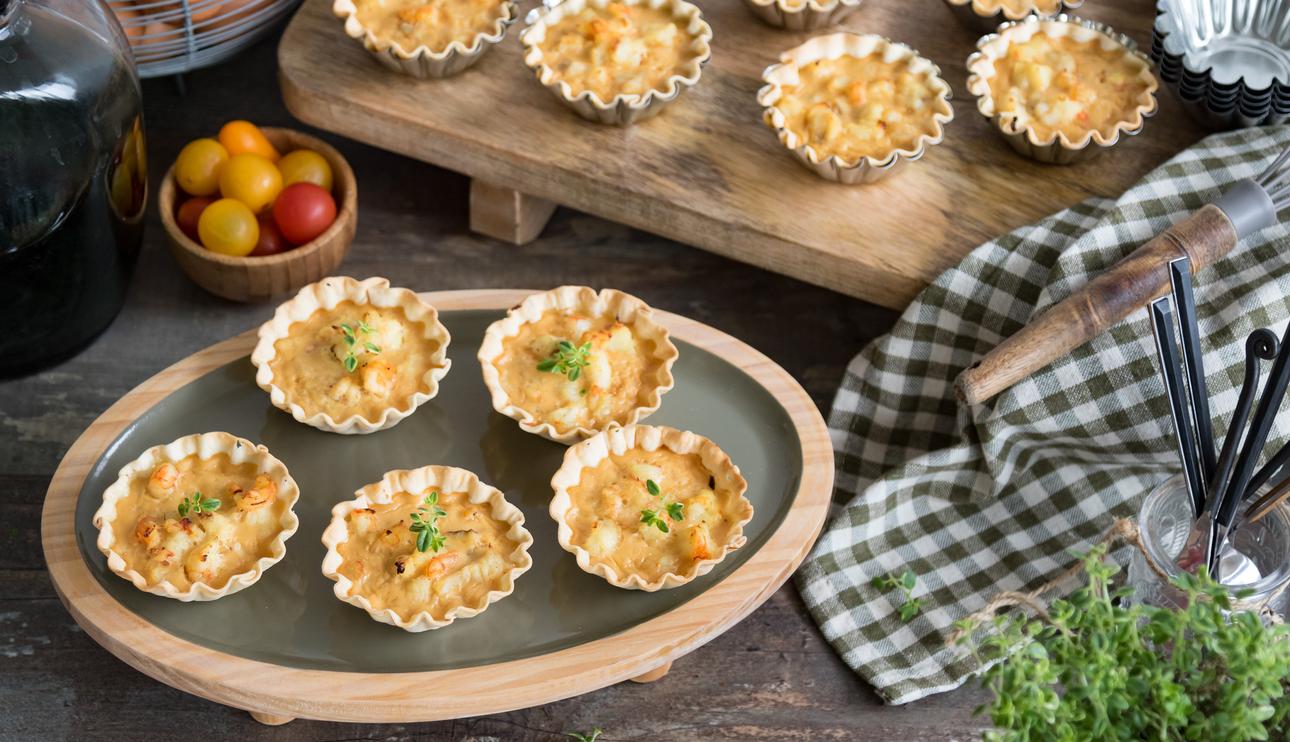 Tartaletas de gambas y rape