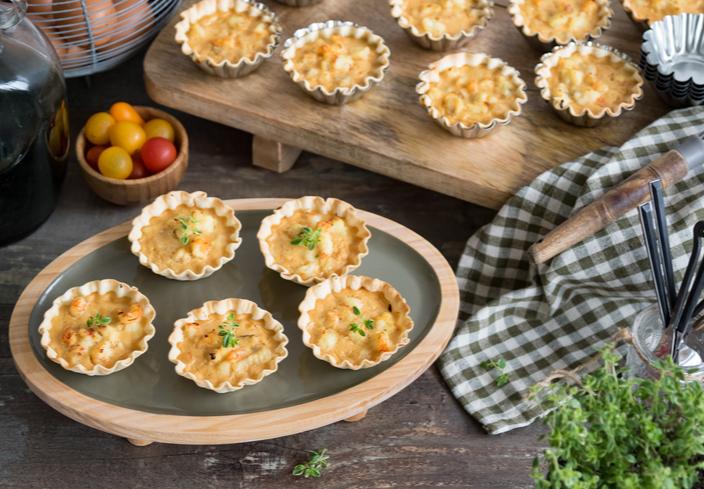 Tartaletas de gambas y rape