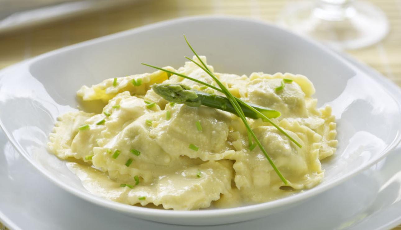 Ravioli a la carbonara ligera