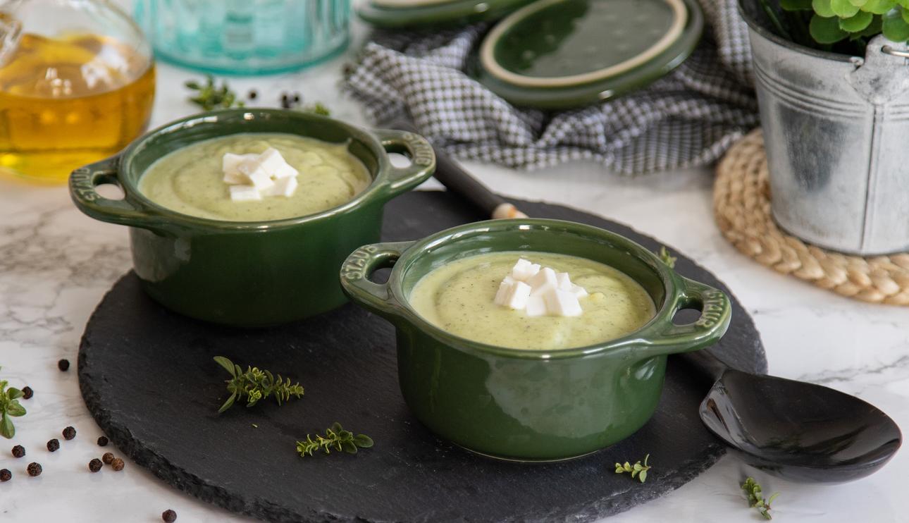Crema de calabacín y queso fresco