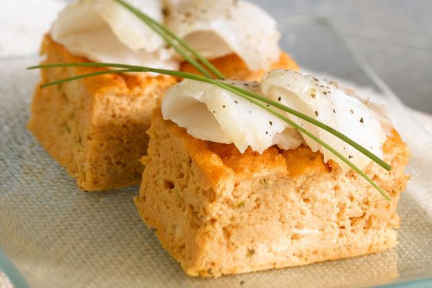 Torrijas de bacalao y pimiento