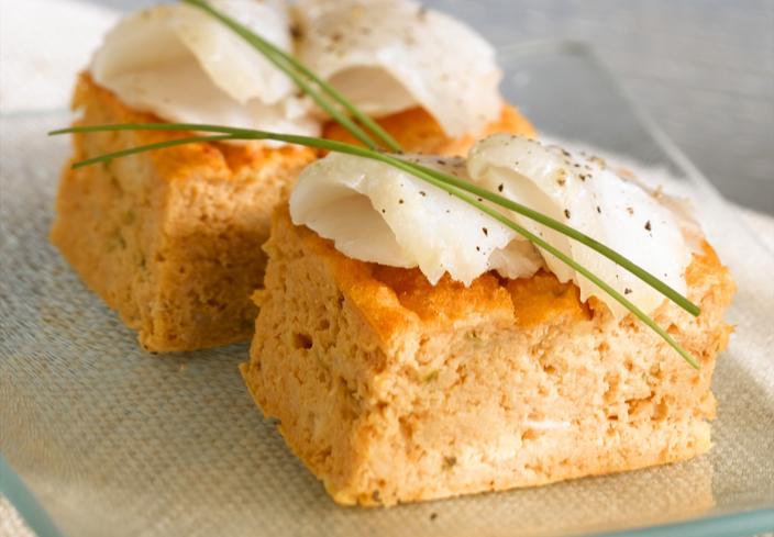 Torrijas de bacalao y pimiento