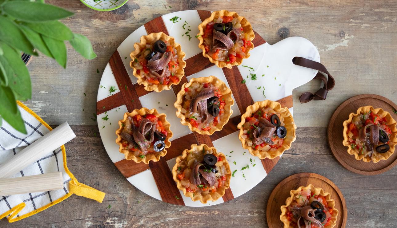Tartaletas de anchoas y escalivada