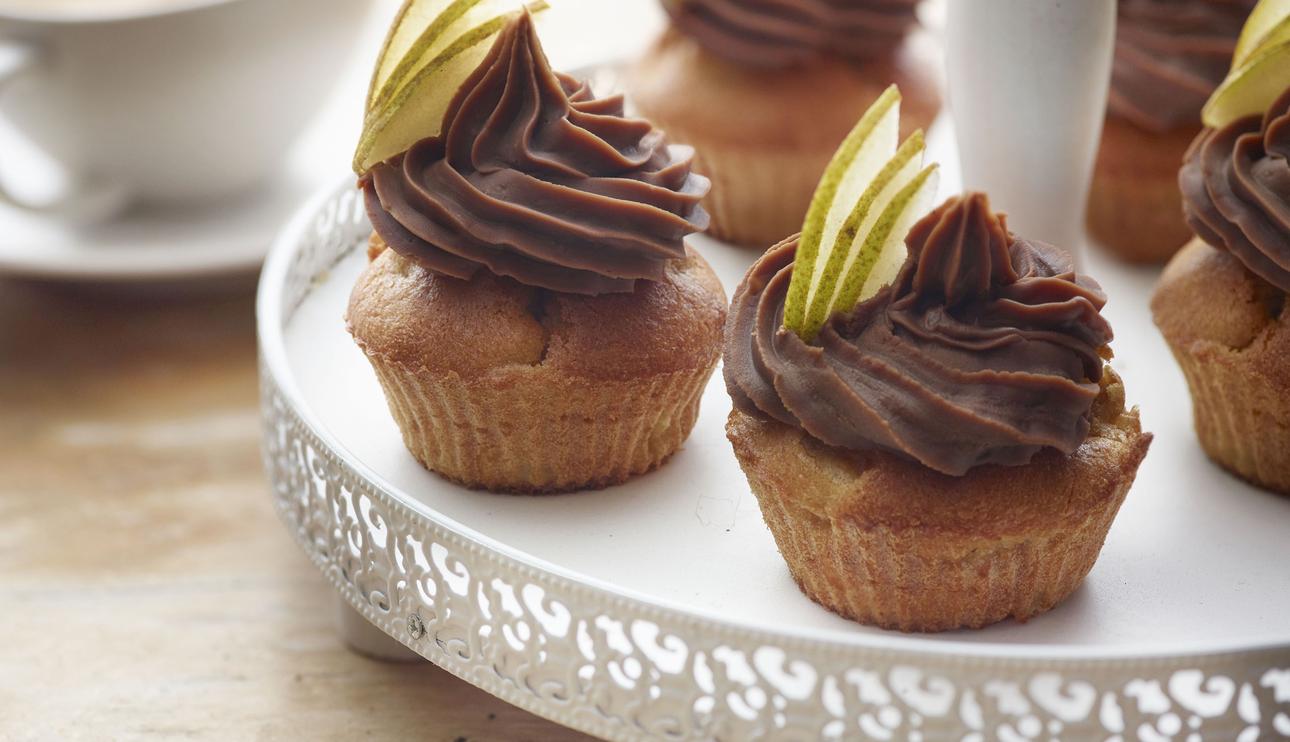 Cupcakes de pera y chocolate