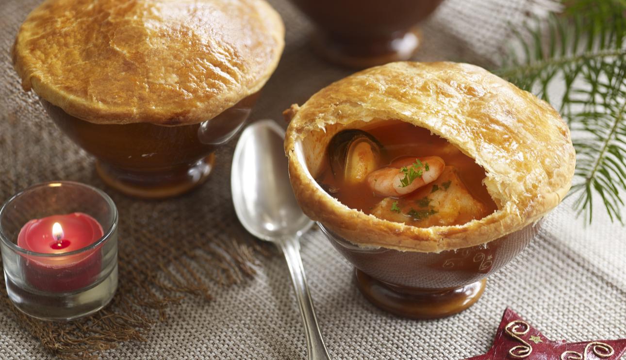 Sopa de pescado en hojaldre