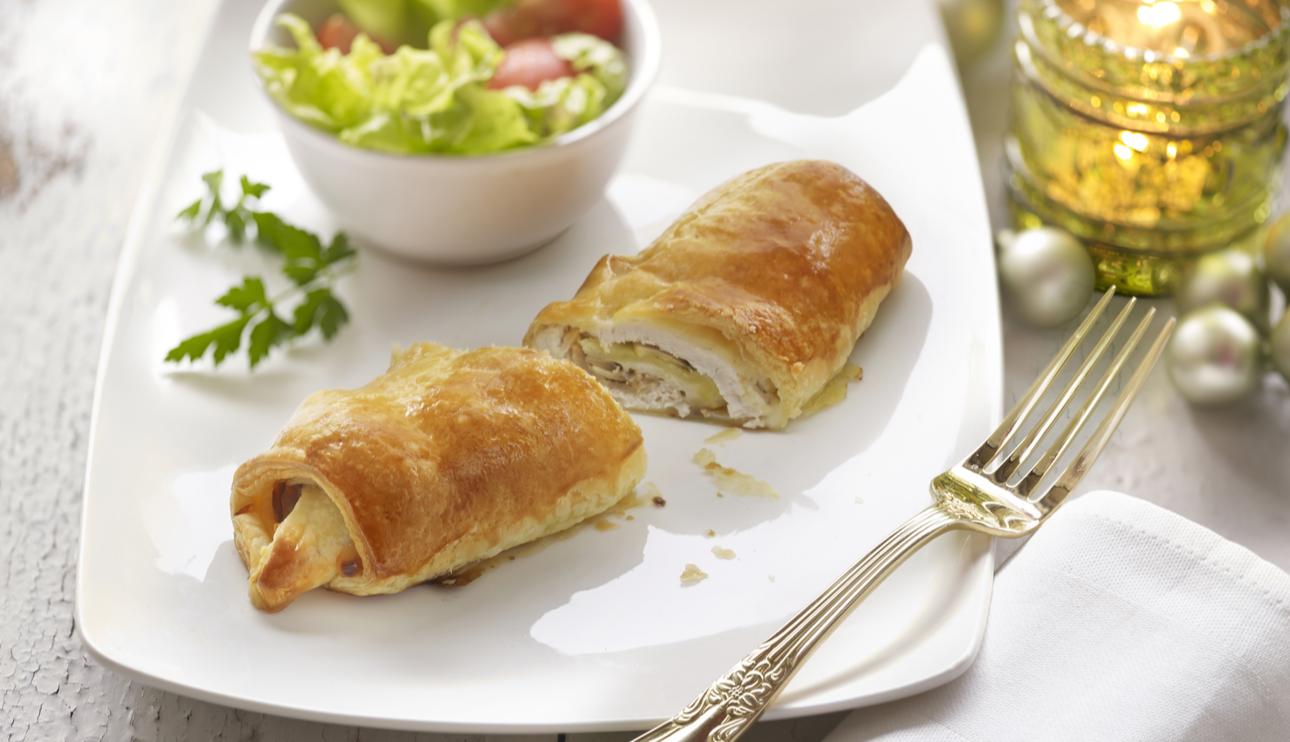 Wraps de hojaldre con pollo y setas