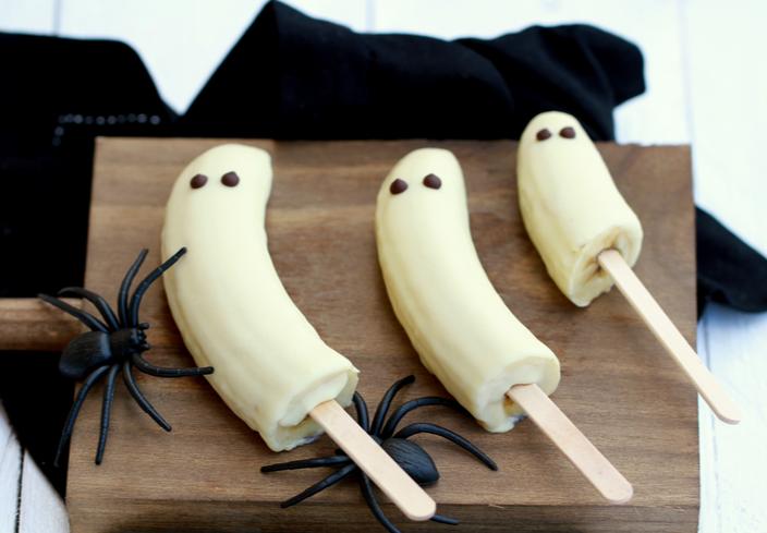 Plátanos fantasma para halloween
