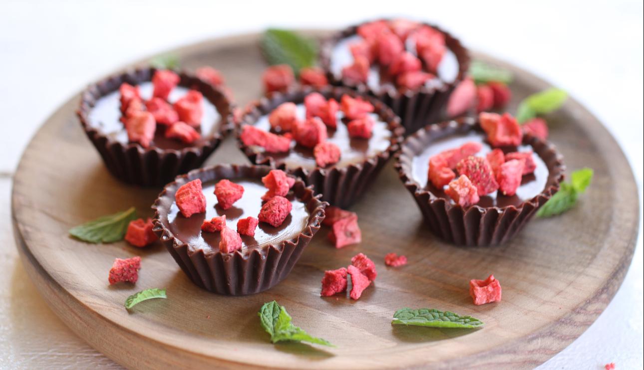 Cestitos de chocolate con ganache de chocolate