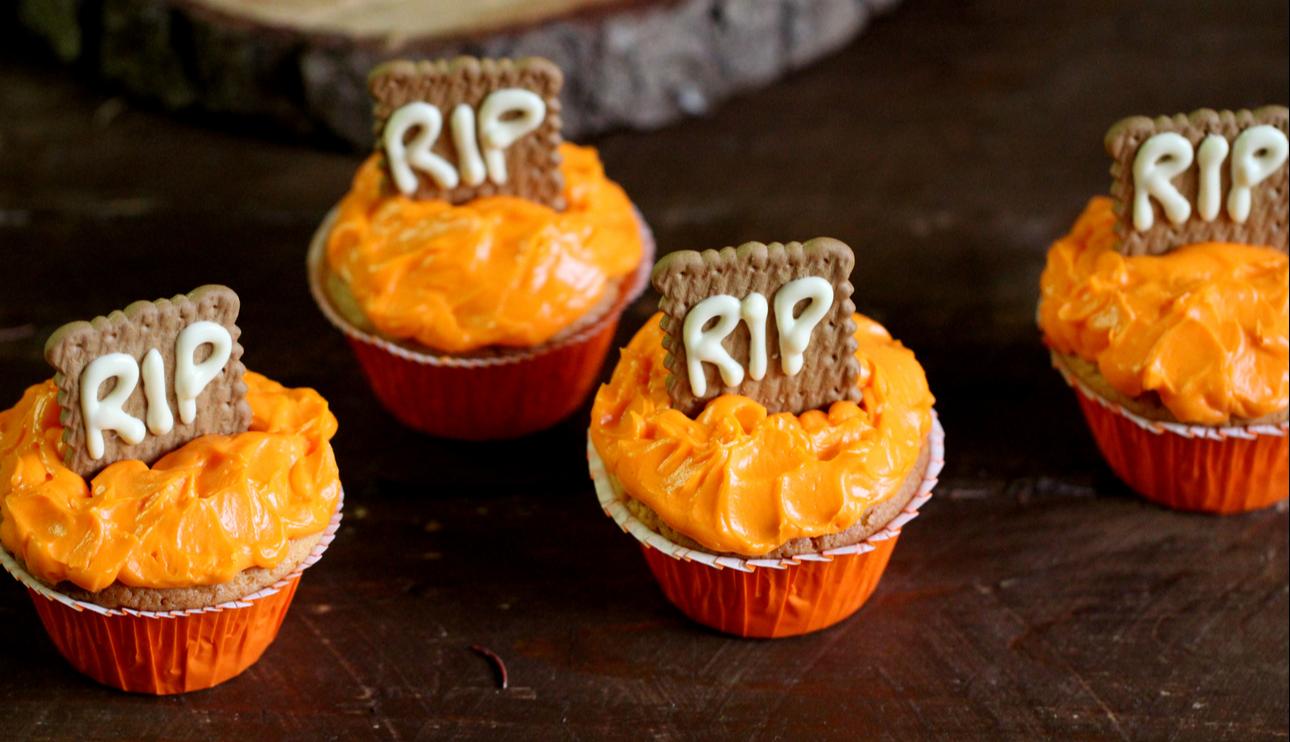 Magdalenas de chocolate blanco para halloween