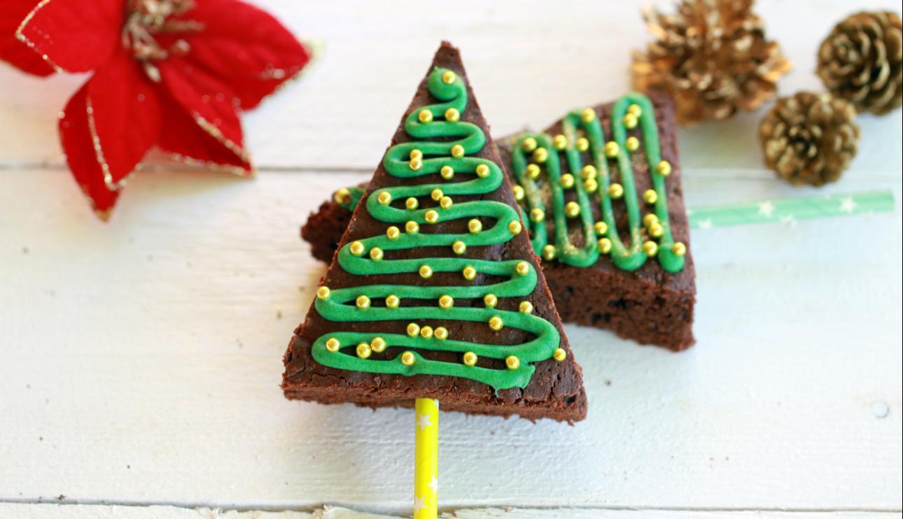 Abetos de brownie para Navidad