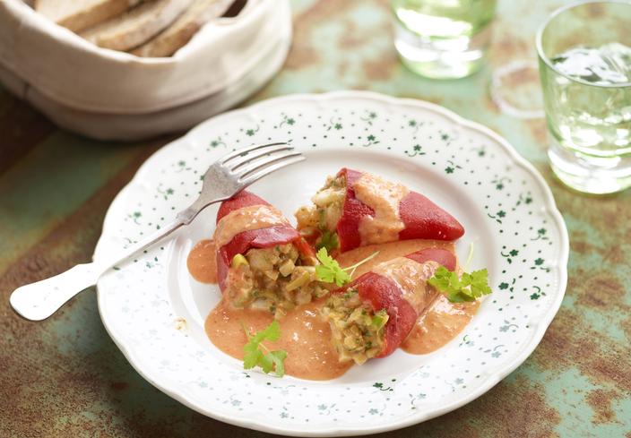Pimientos rellenos de gambas
