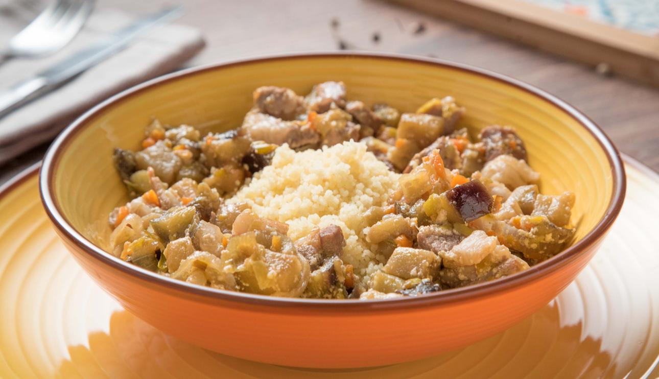 Couscous de cordero y berenjenas