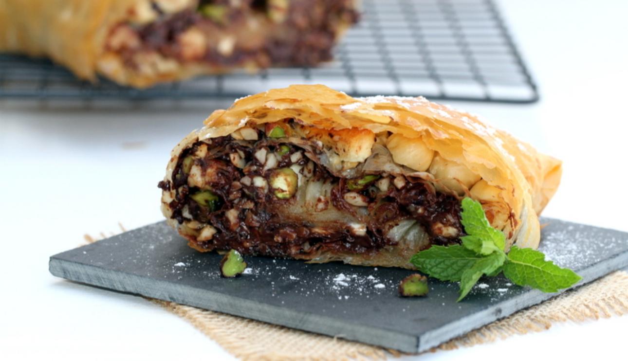 Strudel de chocolate y frutos secos